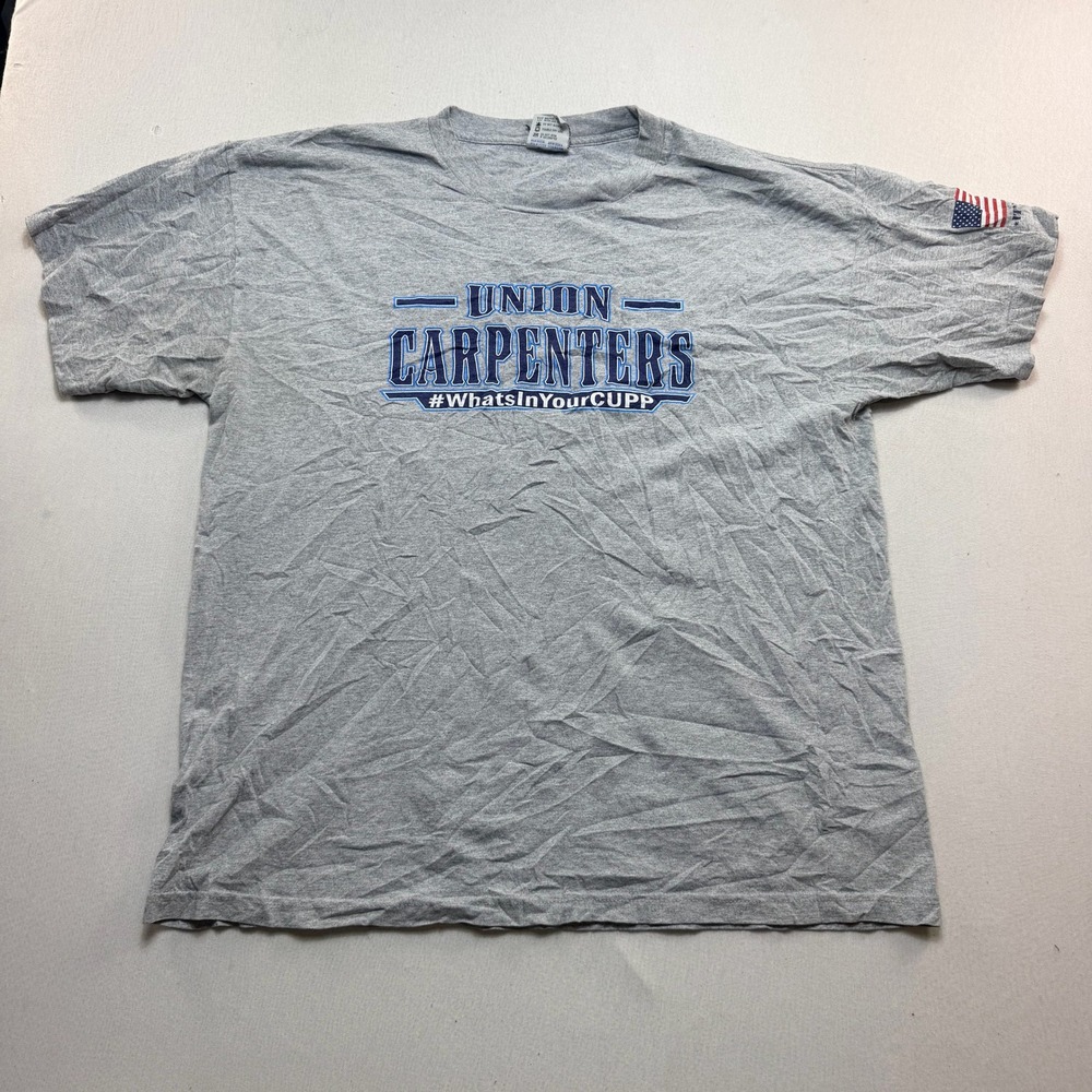 Gildan Union Carpenters T-Shirt Mens Extra Large Gray Excellent Graphic Tee